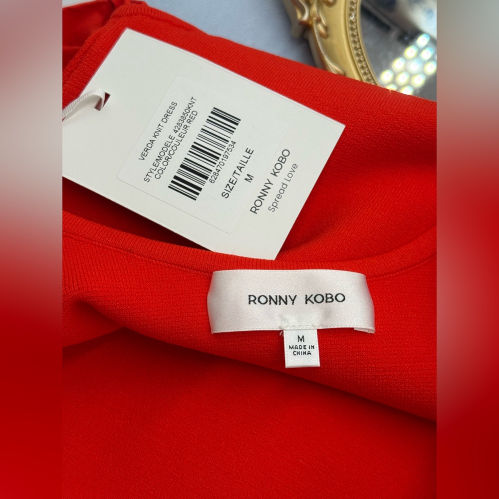 🆕 RONNY KOBO 🧿 NWT Verda Red Stretch Knit Dress, Poplin Skirt - Sz M (US6) - Picture 14 of 14